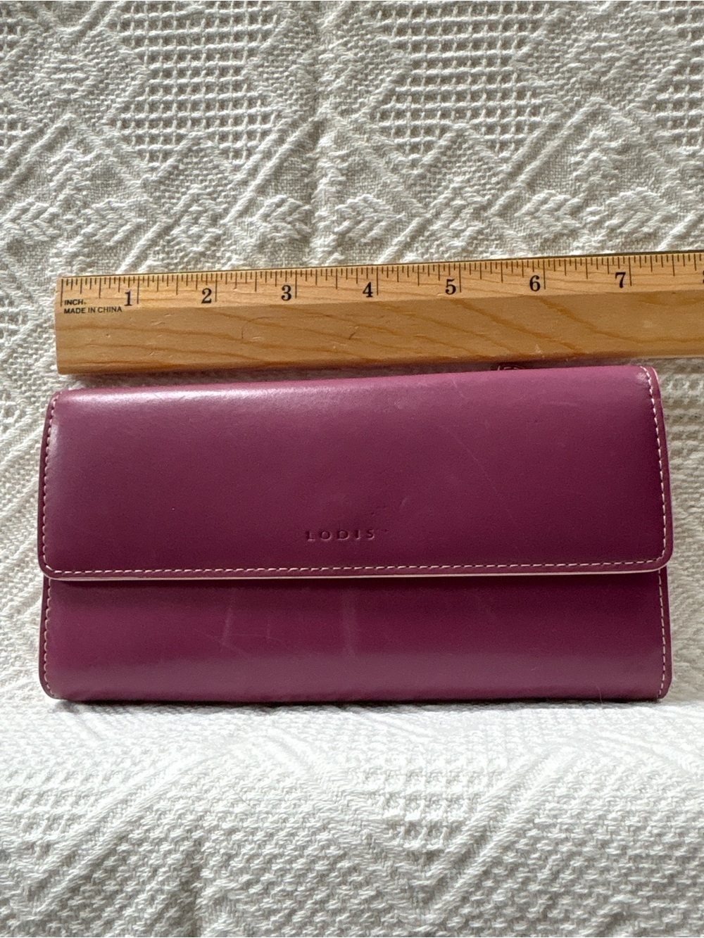 Lodis Plum Leather Folded Continental Wallet